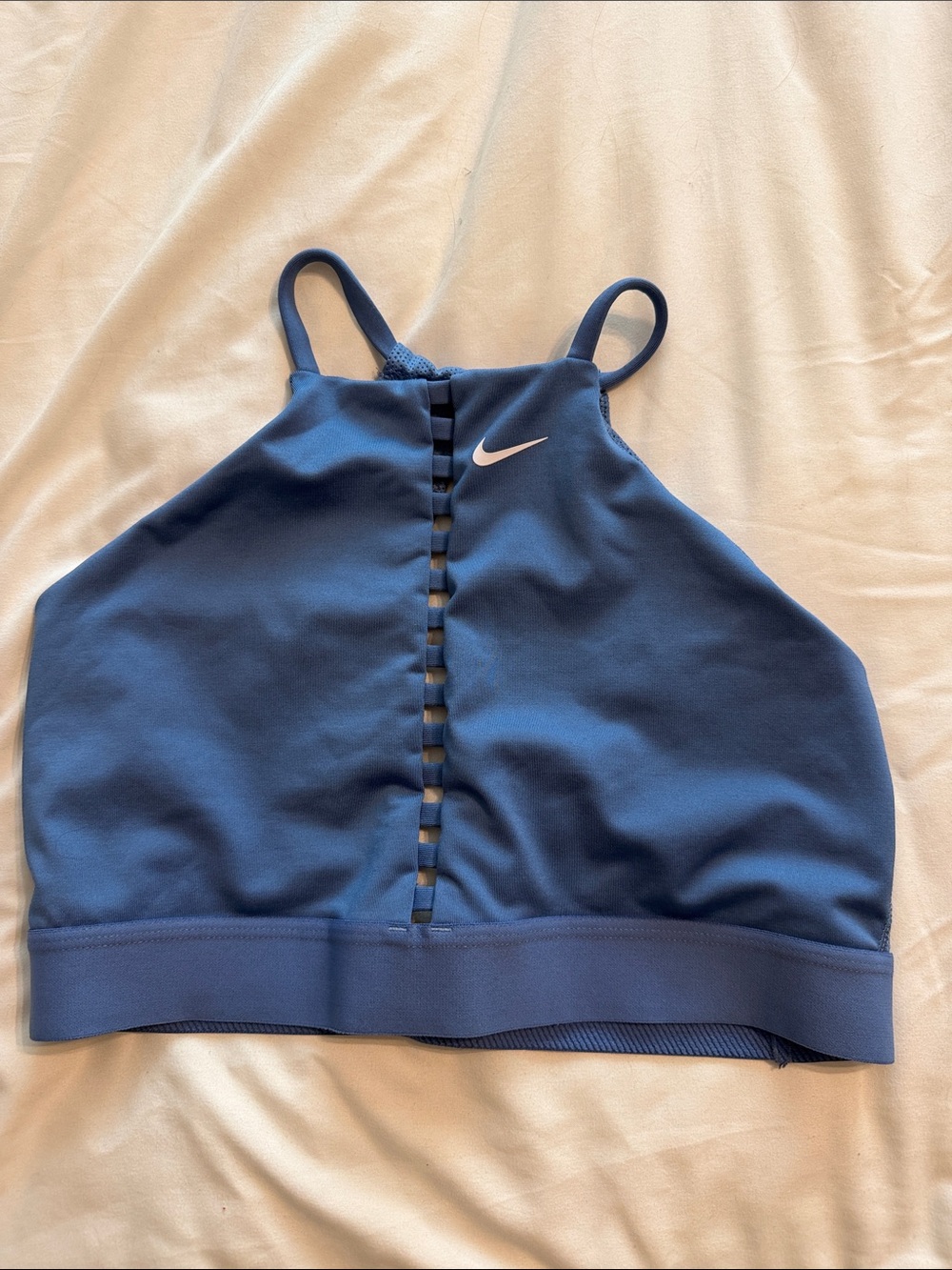 Nike Blue High-Neck Workout Crop Top